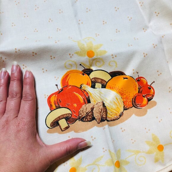 80s Mushrooms Vegetable Medley Half Apron Cottagecore Kitchen Cambridge Textile - Picture 7 of 10